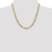 10K Yellow Gold 7mm Flat Figaro Chain Necklace - 20"