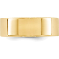 10K Yellow Gold 7mm Flat Wedding Band - Lightweight, Size 11
