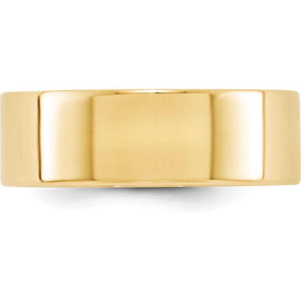 10K Yellow Gold 7mm Flat Wedding Band - Lightweight, Size 11