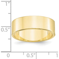 10K Yellow Gold 7mm Flat Wedding Band - Lightweight, Size 11
