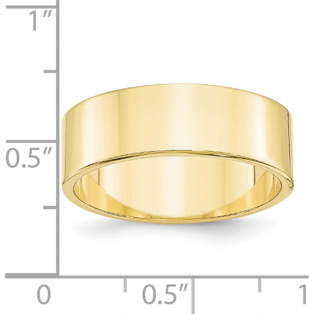 10K Yellow Gold 7mm Flat Wedding Band - Lightweight, Size 11