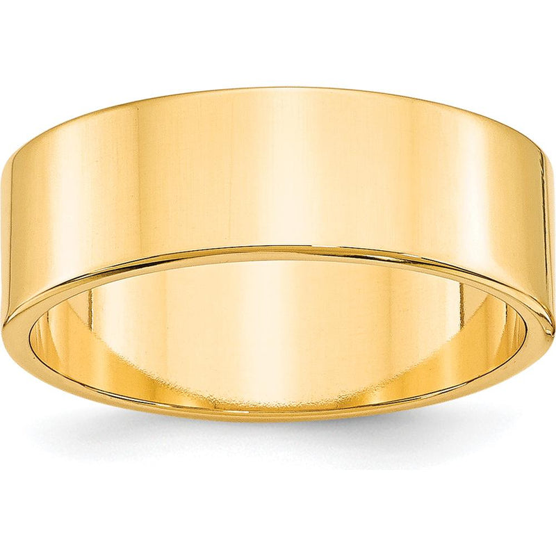 10K Yellow Gold 7mm Flat Wedding Band Size 10 - Lightweight & Engravable
