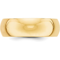 10K Yellow Gold 7mm Half Round Wedding Band - Size 8