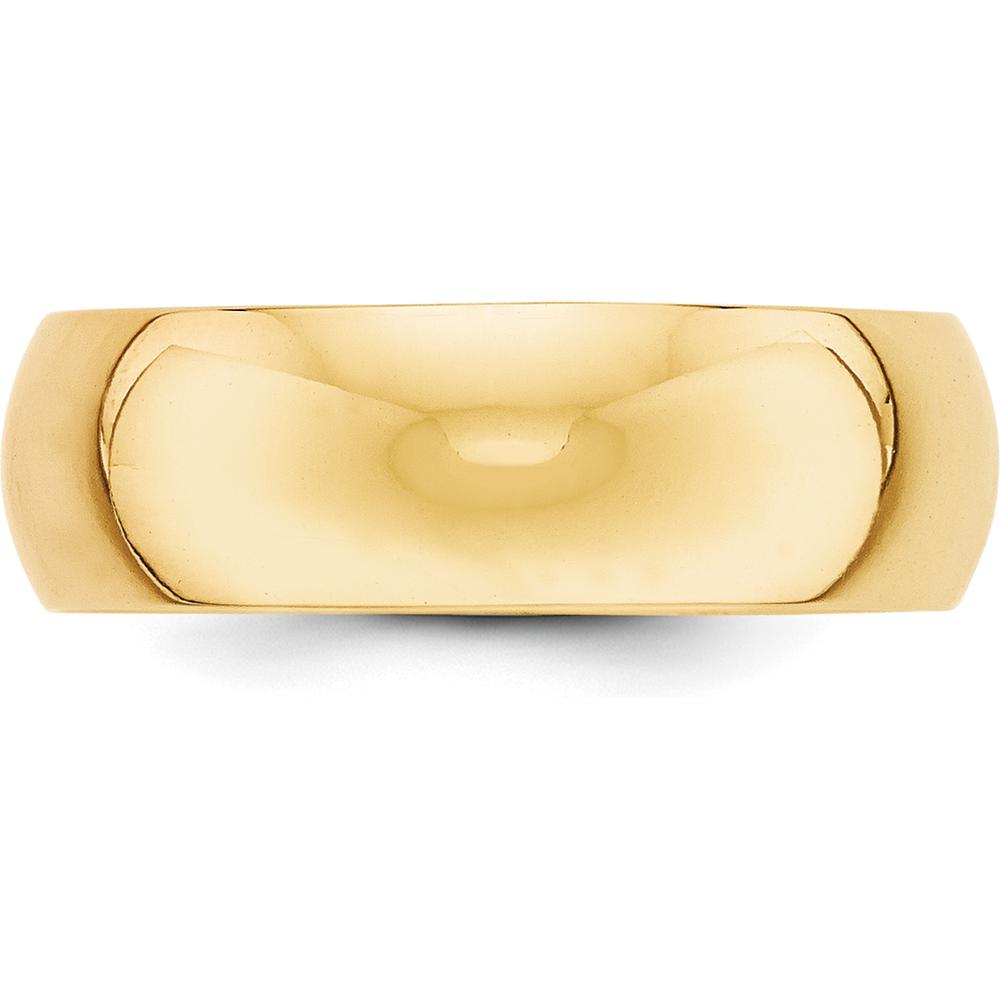 10K Yellow Gold 7mm Half Round Wedding Band - Size 8
