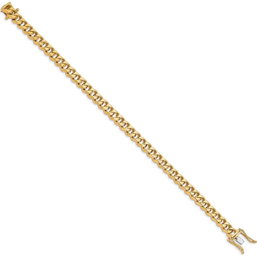 10K Yellow Gold 7mm Hand-Polished Curb Link Bracelet with Box Clasp