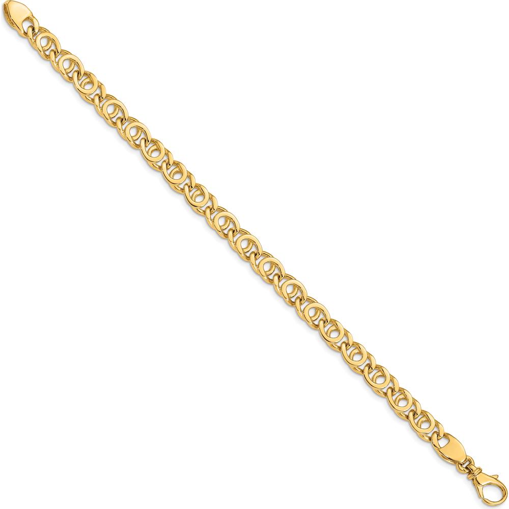 10K Yellow Gold 7mm Hand Polished Fancy Link Chain Bracelet