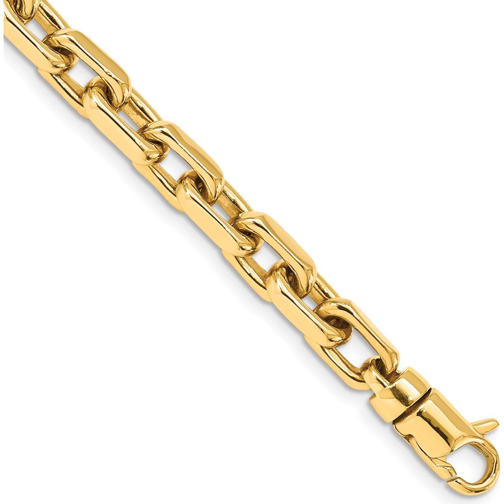 10K Yellow Gold 7mm Hand-Polished Fancy Link Chain Bracelet - 9" Length
