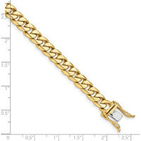 10K Yellow Gold 7mm Hand-Polished Miami Cuban Chain Bracelet - 8.25"