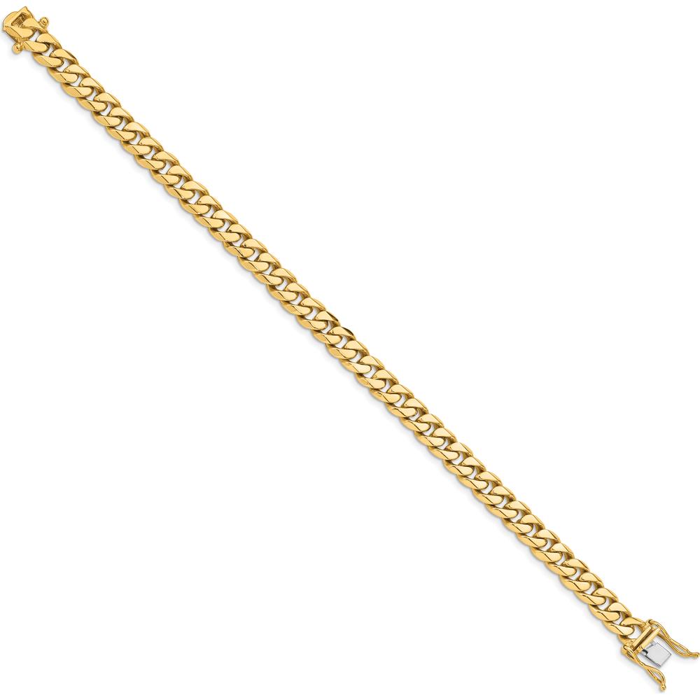 10K Yellow Gold 7mm Hand-Polished Miami Cuban Chain Bracelet - 9.25in Length