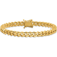 10K Yellow Gold 7mm Hand-Polished Miami Cuban Chain Bracelet - 9.25in Length