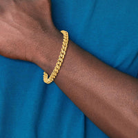10K Yellow Gold 7mm Hand-Polished Miami Cuban Chain Bracelet - 9.25in Length