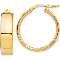 10K Yellow Gold 7mm High Polished Large Hoop Earrings - Elegant Everyday Jewelry