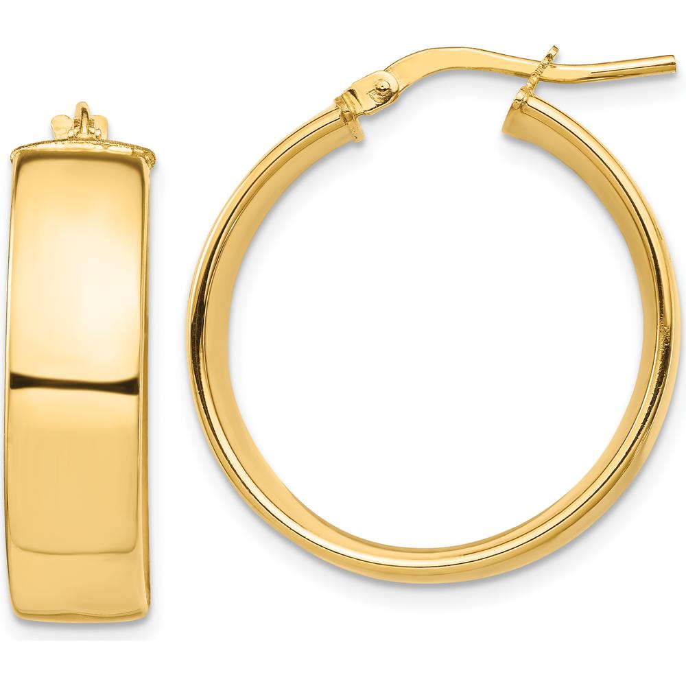 10K Yellow Gold 7mm High Polished Large Hoop Earrings - Elegant Everyday Jewelry