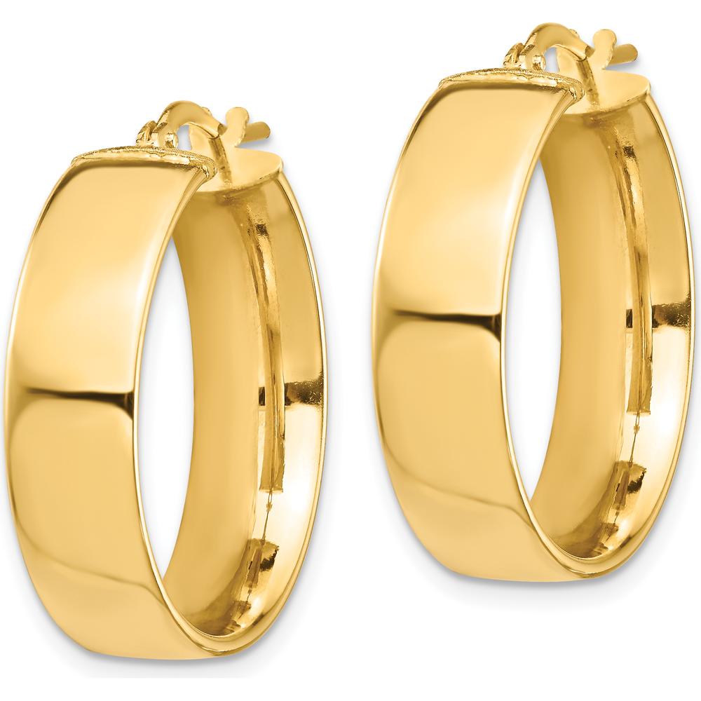 10K Yellow Gold 7mm High Polished Large Hoop Earrings - Elegant Everyday Jewelry