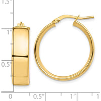 10K Yellow Gold 7mm High Polished Large Hoop Earrings - Elegant Everyday Jewelry