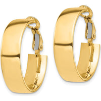 10K Yellow Gold 7mm High Polished Omega Back Hoop Earrings - Classic and Timeless Design