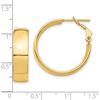 10K Yellow Gold 7mm High Polished Omega Back Hoop Earrings - Classic and Timeless Design