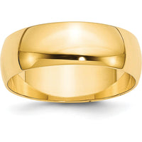 10K Yellow Gold 7mm Lightweight Half Round Wedding Band - Size 9.5