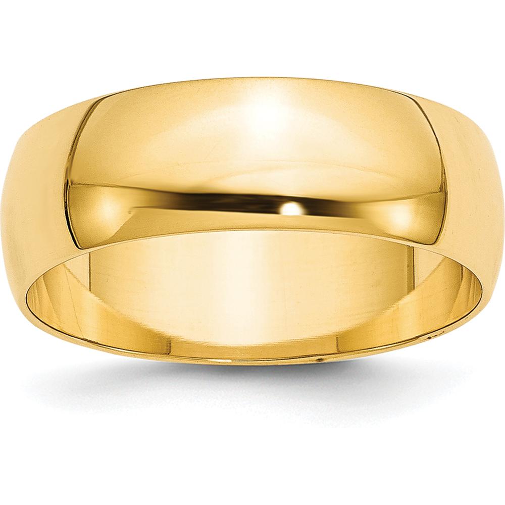 10K Yellow Gold 7mm Lightweight Half Round Wedding Band - Size 9.5