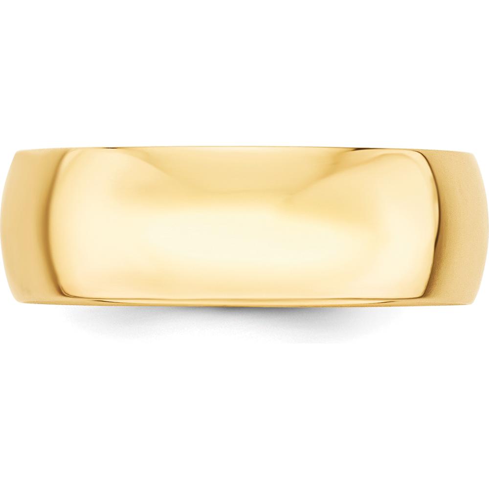 10K Yellow Gold 7mm Lightweight Half Round Wedding Band - Size 9.5