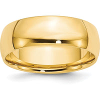 10K Yellow Gold 7mm Polished Comfort Fit Lightweight Wedding Band - Size 7