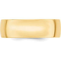 10K Yellow Gold 7mm Polished Comfort Fit Lightweight Wedding Band - Size 7