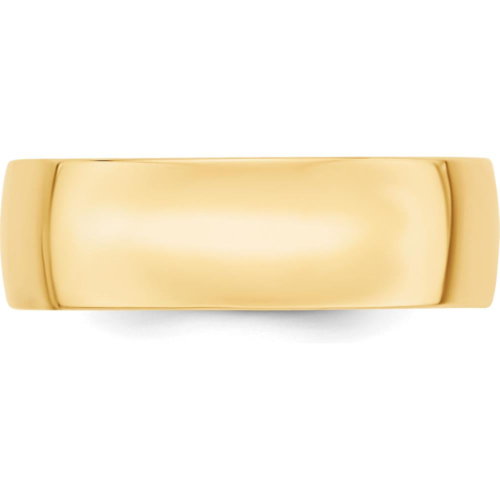 10K Yellow Gold 7mm Polished Comfort Fit Lightweight Wedding Band - Size 7