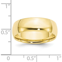 10K Yellow Gold 7mm Polished Comfort Fit Lightweight Wedding Band - Size 7