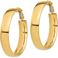 10K Yellow Gold 7mm Polished Large Hoop Earrings - Omega Back Closure