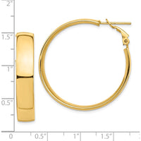 10K Yellow Gold 7mm Polished Large Hoop Earrings - Omega Back Closure