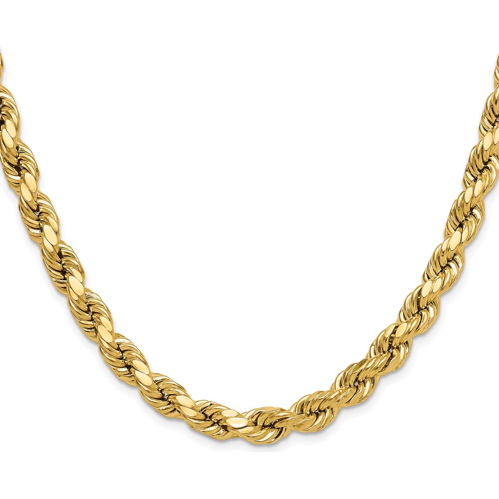 10K Yellow Gold 8.0mm Semi-Solid Diamond-Cut Rope Chain Necklace - 22"