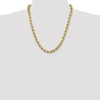 10K Yellow Gold 8.0mm Semi-Solid Diamond-Cut Rope Chain Necklace - 22"