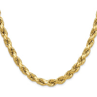 10K Yellow Gold 8.0mm Semi-Solid Diamond-Cut Rope Chain Necklace - 26"