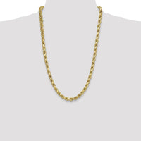 10K Yellow Gold 8.0mm Semi-Solid Diamond-Cut Rope Chain Necklace - 26"