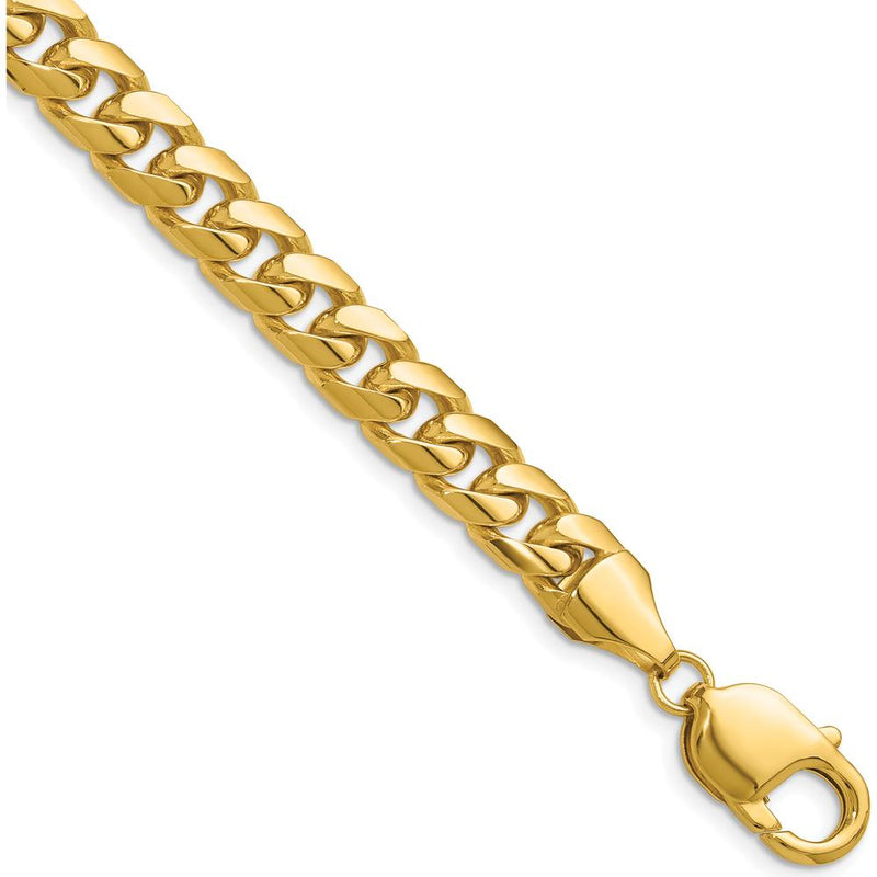 10K Yellow Gold 8.0mm Solid Miami Cuban Chain Bracelet - 8.5in Length