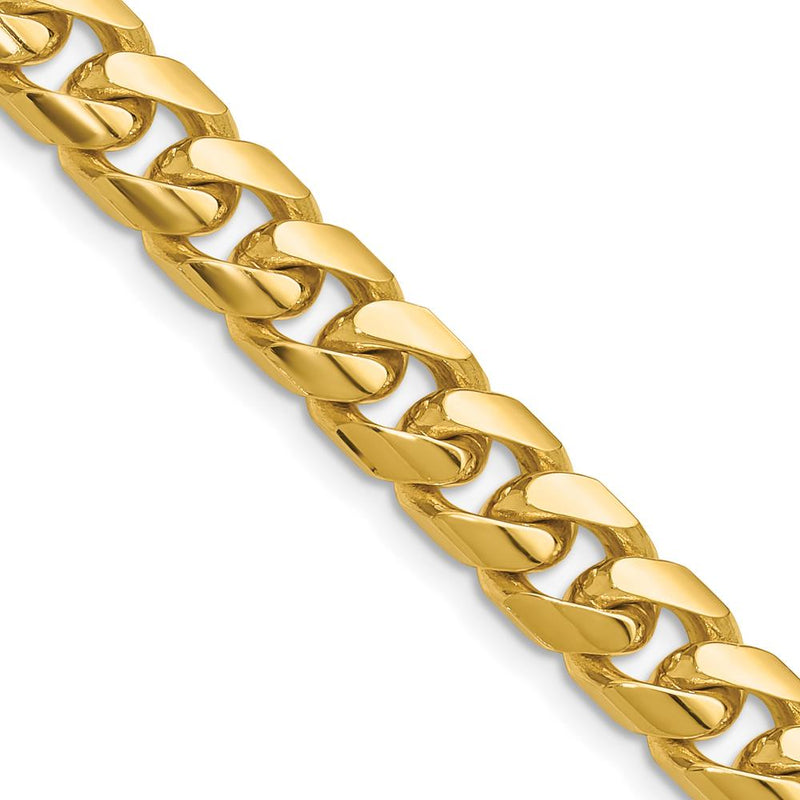 10K Yellow Gold 8.0mm Solid Miami Cuban Chain Necklace - 20"