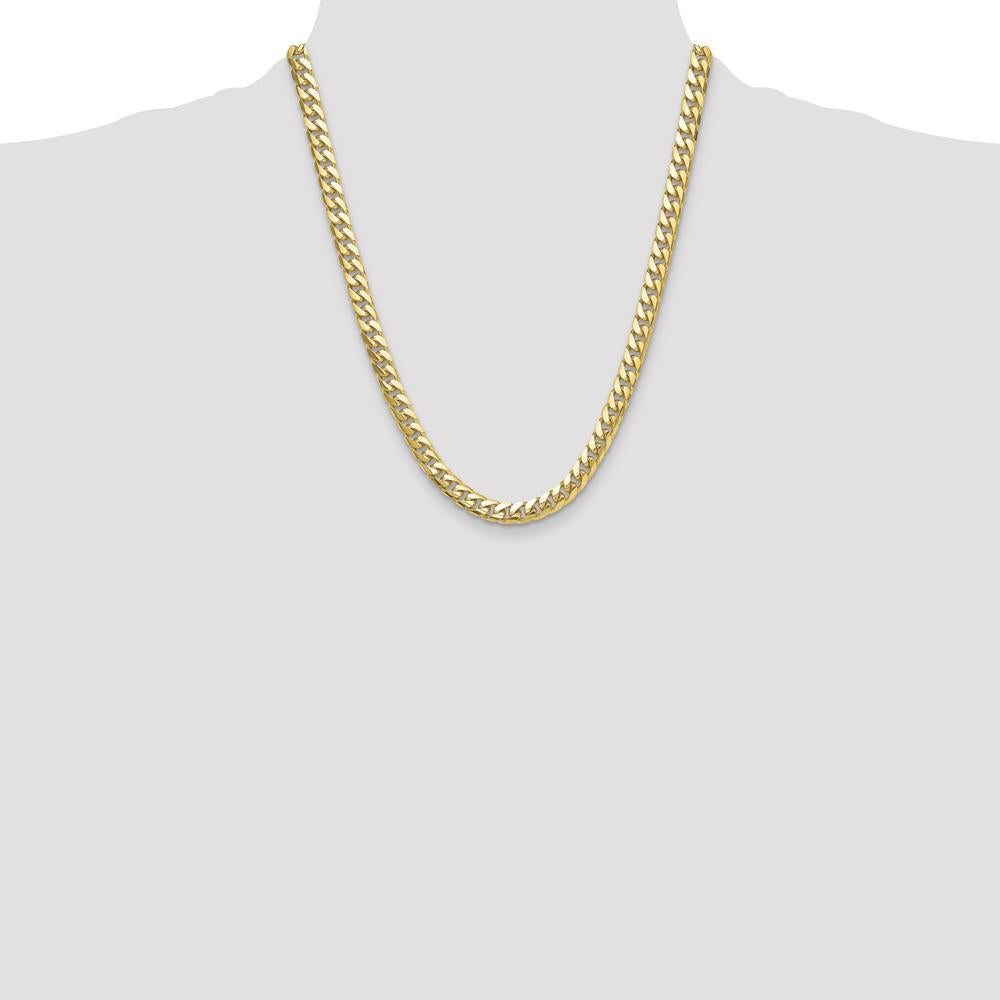 10K Yellow Gold 8.0mm Solid Miami Cuban Chain Necklace - 22"