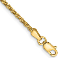 10K Yellow Gold 8" 1.75mm Parisian Wheat Chain Bracelet - Solid, Polished Finish, Lobster Clasp