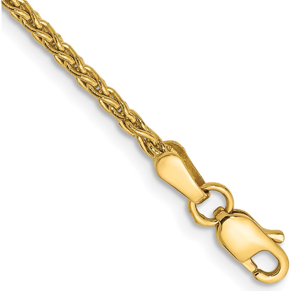 10K Yellow Gold 8" 1.75mm Parisian Wheat Chain Bracelet - Solid, Polished Finish, Lobster Clasp