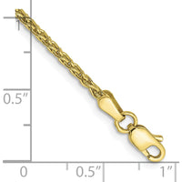10K Yellow Gold 8" 1.75mm Parisian Wheat Chain Bracelet - Solid, Polished Finish, Lobster Clasp