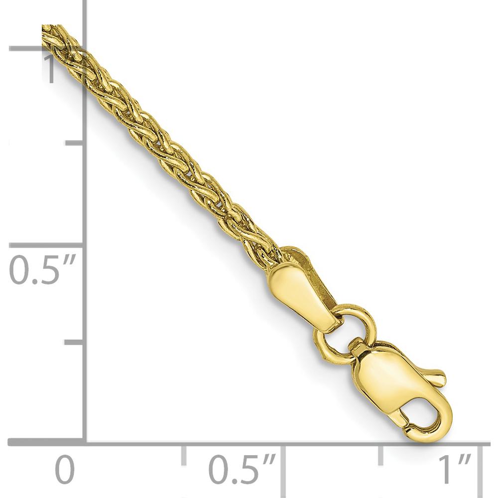 10K Yellow Gold 8" 1.75mm Parisian Wheat Chain Bracelet - Solid, Polished Finish, Lobster Clasp