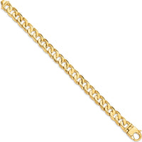 10K Yellow Gold 8.25" Hand Polished Fancy Curb Link Bracelet