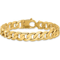10K Yellow Gold 8.25" Hand Polished Fancy Curb Link Bracelet