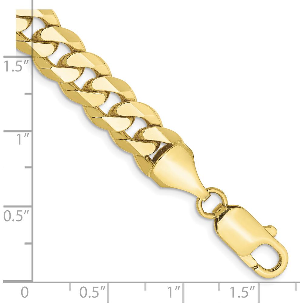10K Yellow Gold 8.25mm Flat Beveled Curb Chain Bracelet - 8"