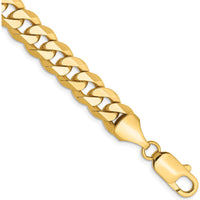 10K Yellow Gold 8.25mm Flat Beveled Curb Chain Bracelet - 9" Length