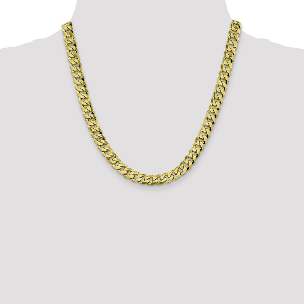 10K Yellow Gold 8.25mm Flat Beveled Curb Chain Necklace - 20"