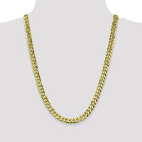 10K Yellow Gold 8.25mm Flat Beveled Curb Chain Necklace - 24"