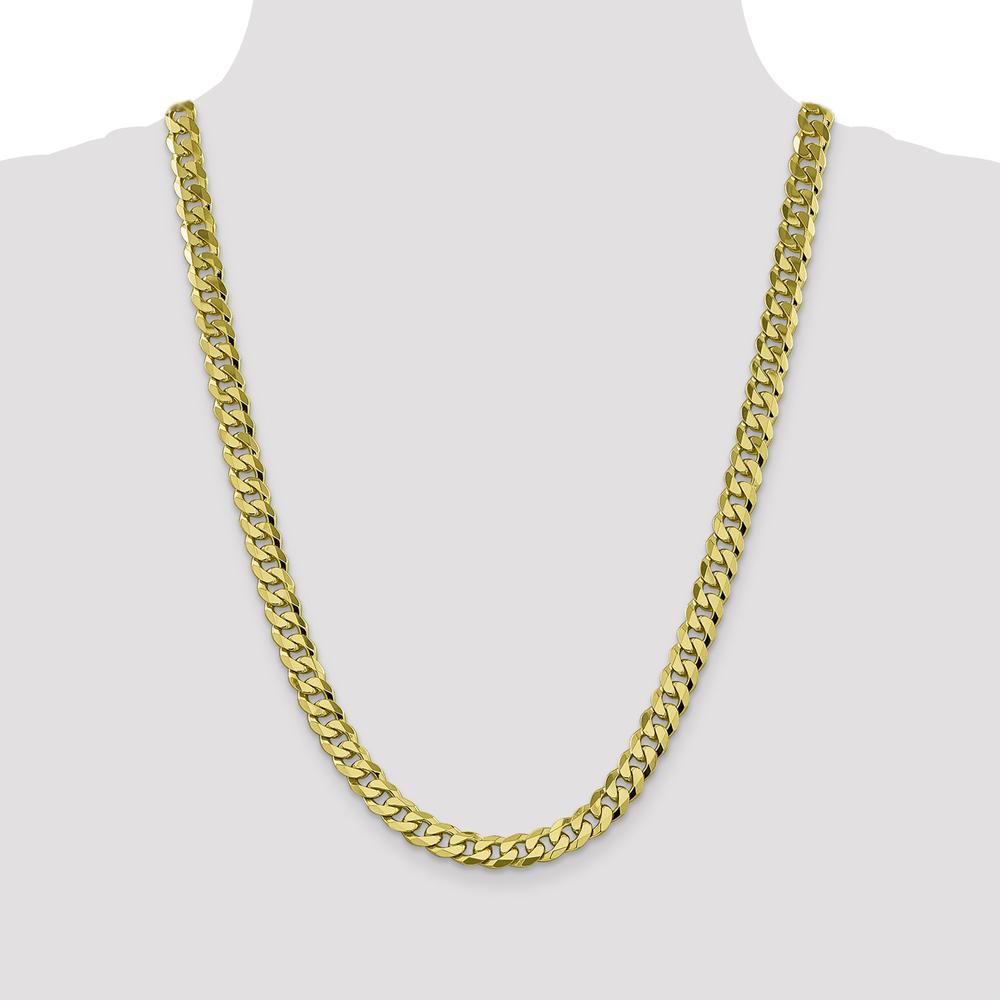 10K Yellow Gold 8.25mm Flat Beveled Curb Chain Necklace - 24"