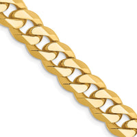 10K Yellow Gold 8.25mm Flat Beveled Curb Chain Necklace - 26"