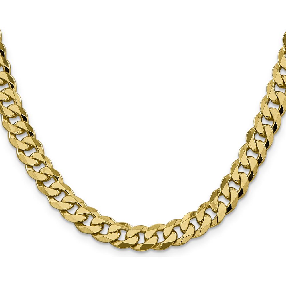 10K Yellow Gold 8.25mm Flat Beveled Curb Chain Necklace - 26"
